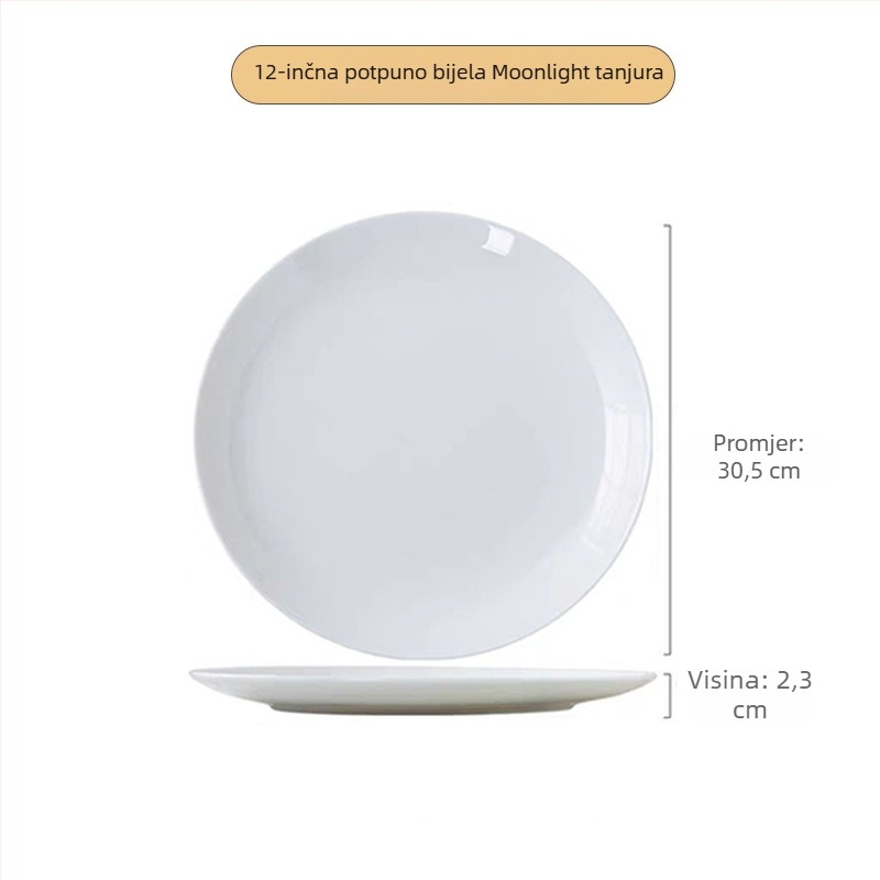 Tanjur od koštanog porculana, okrugli, >36% koštanog porculana, tisk logotipa dostupan, nije pogodan za mikrovalnu