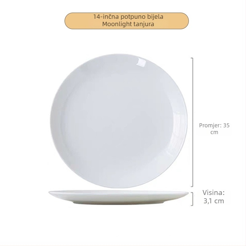 Tanjur od koštanog porculana, okrugli, >36% koštanog porculana, tisk logotipa dostupan, nije pogodan za mikrovalnu
