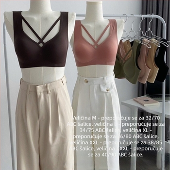 Bešiv grudnjak s push-up podrškom, 3/4 košarica, fiksne dvostruke naramenice, stražnje zatvaranje s tri reda kopči