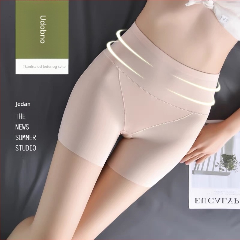 Damske hlače s visokim strukom od Ice Silk, neprozračne, ravni rubovi, capri dužina, ljetni tanki