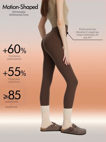 Ženski fitness legging visokog struka, uska linija — mješavina Nylon-Spandex, visoka elastičnost, duljina 9/10, podizanje stražnjice.