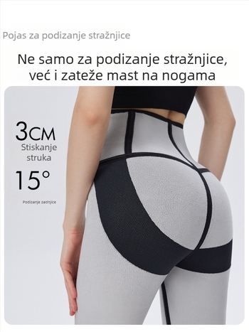 Ženski fitness legging visokog struka, uska linija — mješavina Nylon-Spandex, visoka elastičnost, duljina 9/10, podizanje stražnjice.