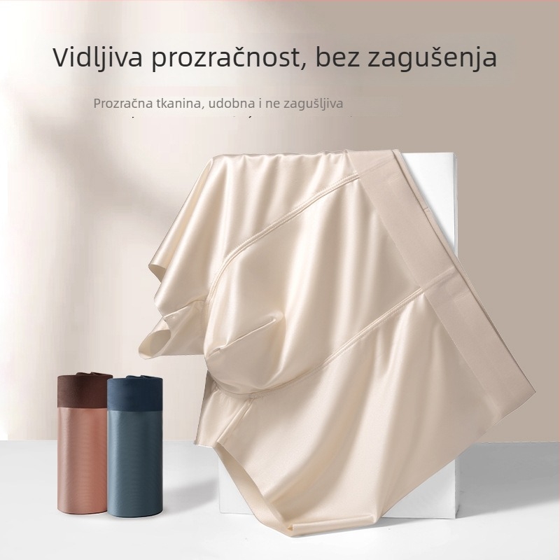 Lagano luksuzno satensko muško donje rublje od Ice Silk, antibakterijska Mulberry silk, osjećaj golog tijela, bezšavne boxerice