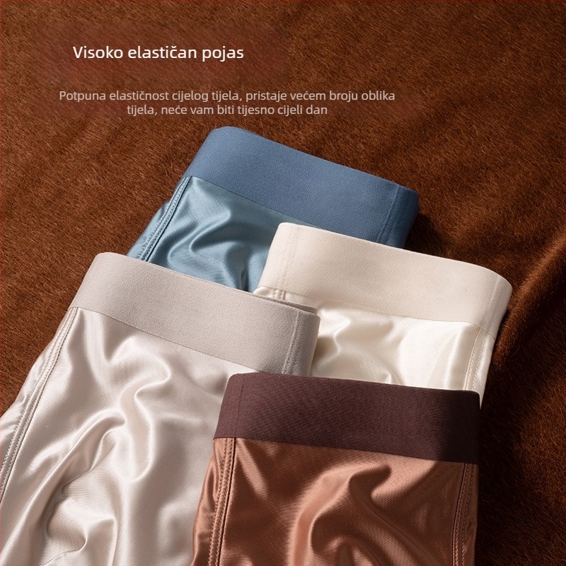 Lagano luksuzno satensko muško donje rublje od Ice Silk, antibakterijska Mulberry silk, osjećaj golog tijela, bezšavne boxerice