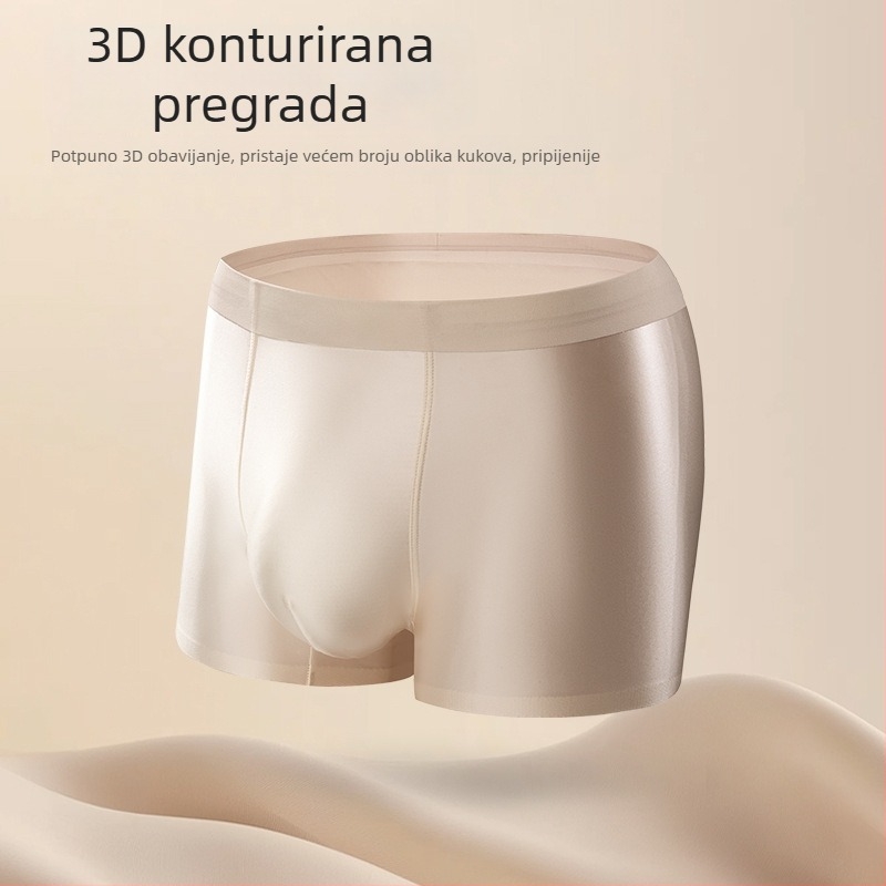 Lagano luksuzno satensko muško donje rublje od Ice Silk, antibakterijska Mulberry silk, osjećaj golog tijela, bezšavne boxerice