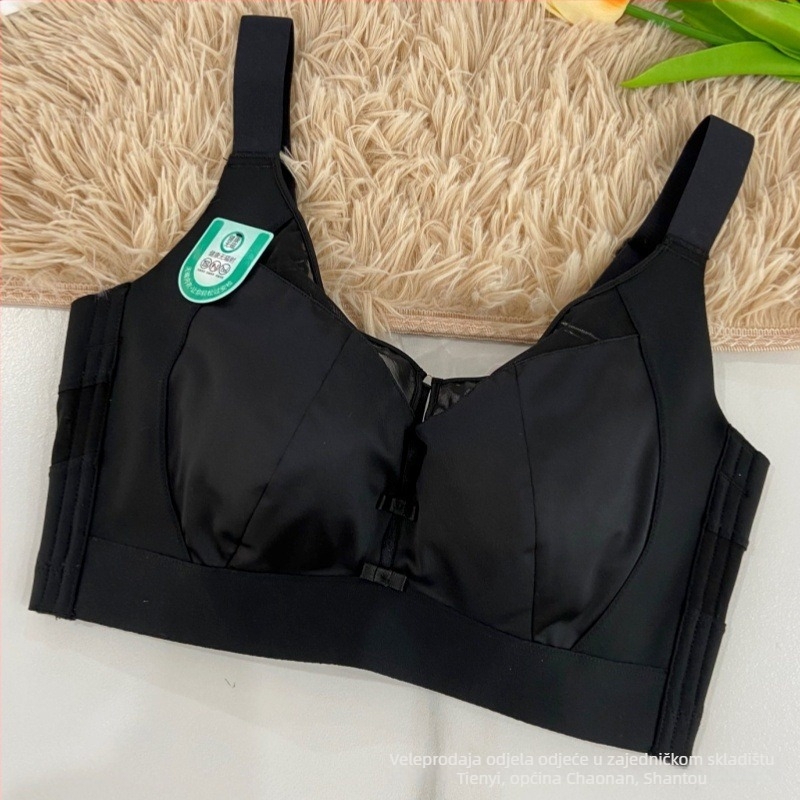 Plus-size satenski grudnjak s punim pokrivanjem, push-up, podesive naramenice i pet redova zatvarača straga