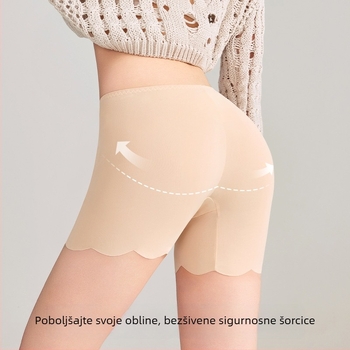 Ženske bezšivne sigurnosne legice, prozračne, antibakterijske, s prozračnim najlonskim materijalom, srednji pojas, podstava u preponama od ice silk, 2 u 1