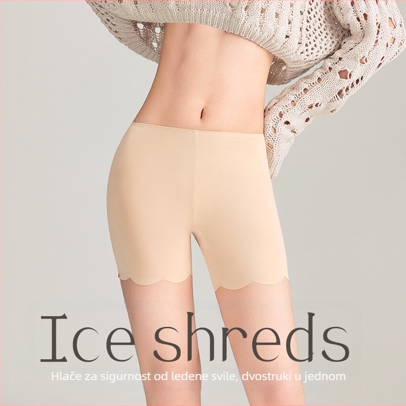Ženske bezšivne sigurnosne legice, prozračne, antibakterijske, s prozračnim najlonskim materijalom, srednji pojas, podstava u preponama od ice silk, 2 u 1