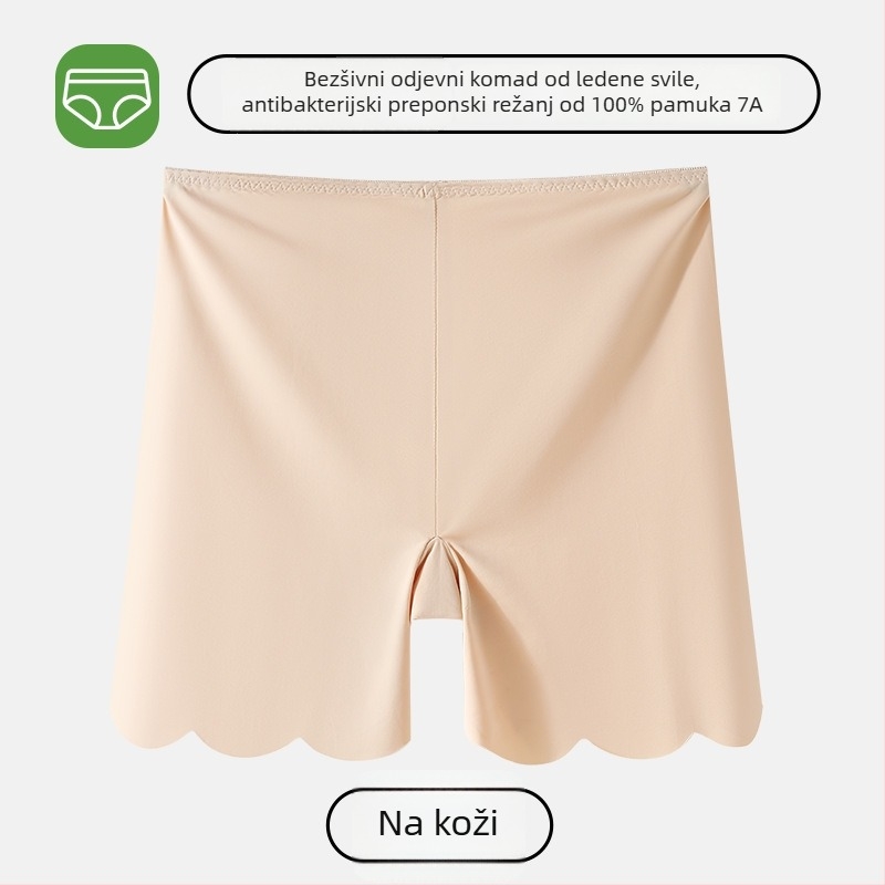 Ženske bezšivne sigurnosne legice, prozračne, antibakterijske, s prozračnim najlonskim materijalom, srednji pojas, podstava u preponama od ice silk, 2 u 1