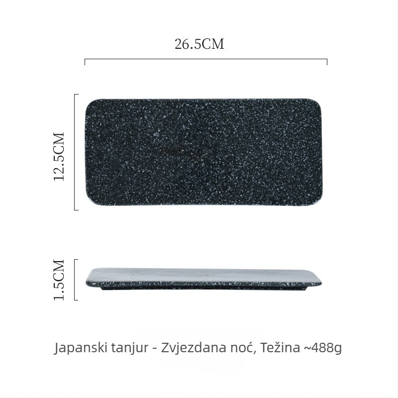 Porcelanska pravokutna ploča japanskog stila sushi i roštilja; mikrovalna sigurnost; završna površina ispod glazure; prilagodljivo