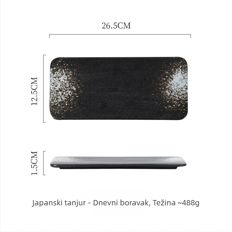 Porcelanska pravokutna ploča japanskog stila sushi i roštilja; mikrovalna sigurnost; završna površina ispod glazure; prilagodljivo