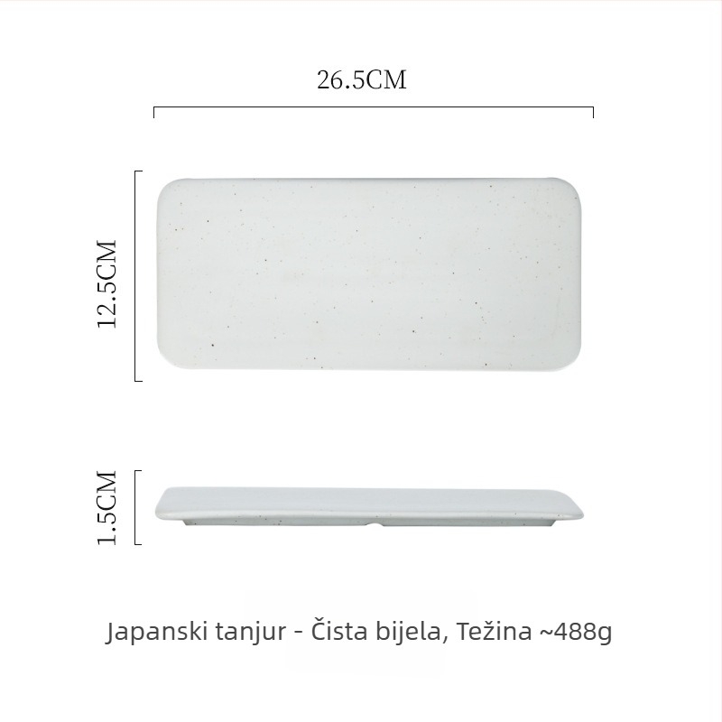 Porcelanska pravokutna ploča japanskog stila sushi i roštilja; mikrovalna sigurnost; završna površina ispod glazure; prilagodljivo