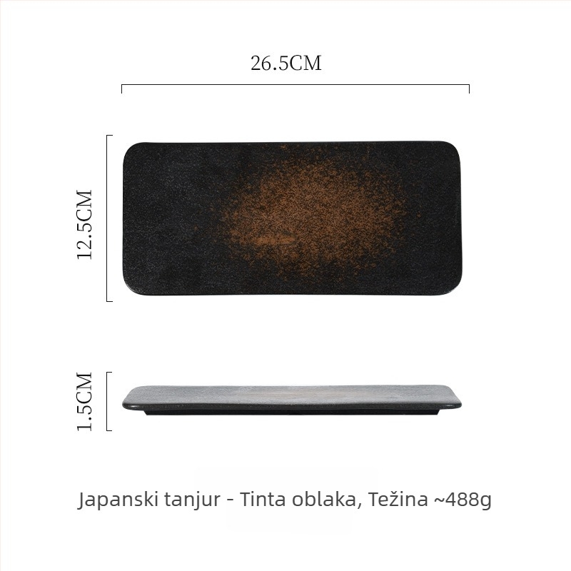 Porcelanska pravokutna ploča japanskog stila sushi i roštilja; mikrovalna sigurnost; završna površina ispod glazure; prilagodljivo