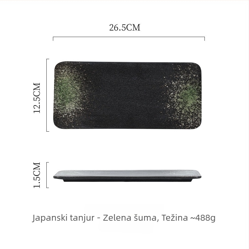 Porcelanska pravokutna ploča japanskog stila sushi i roštilja; mikrovalna sigurnost; završna površina ispod glazure; prilagodljivo
