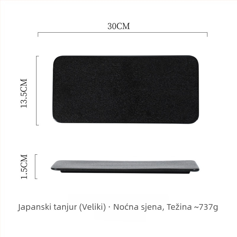 Porcelanska pravokutna ploča japanskog stila sushi i roštilja; mikrovalna sigurnost; završna površina ispod glazure; prilagodljivo