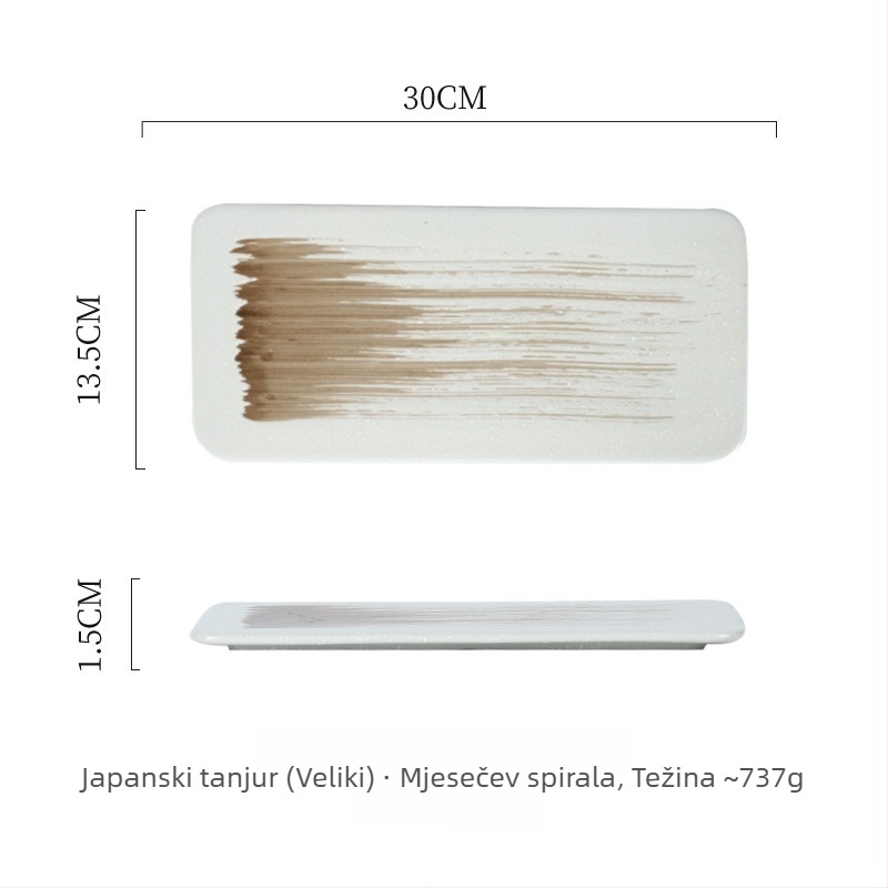 Porcelanska pravokutna ploča japanskog stila sushi i roštilja; mikrovalna sigurnost; završna površina ispod glazure; prilagodljivo