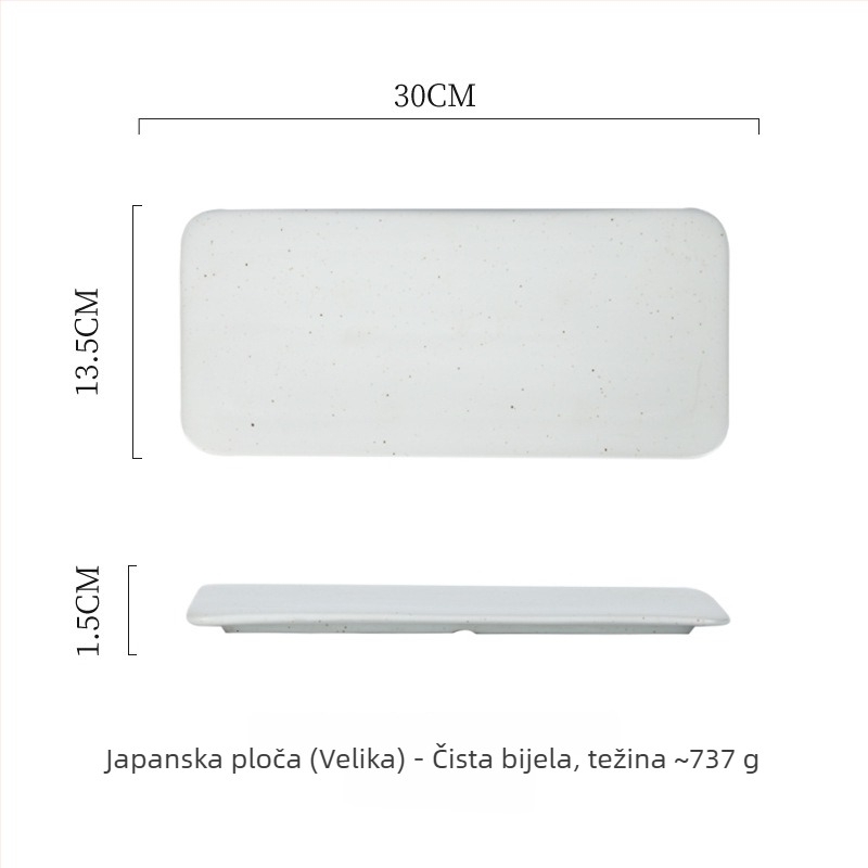 Porcelanska pravokutna ploča japanskog stila sushi i roštilja; mikrovalna sigurnost; završna površina ispod glazure; prilagodljivo