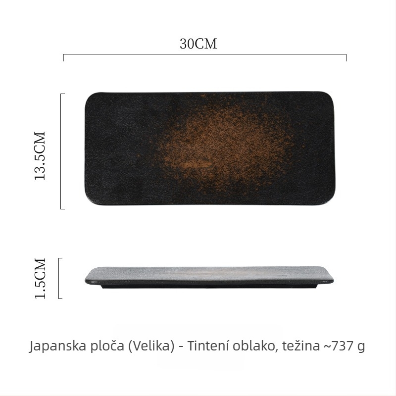 Porcelanska pravokutna ploča japanskog stila sushi i roštilja; mikrovalna sigurnost; završna površina ispod glazure; prilagodljivo