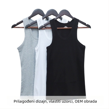 Muški pamučni tank top, 100% pamuk, okrugli izrez, duljina do struka, jednobojne boje