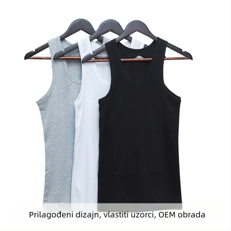 Muški pamučni tank top, 100% pamuk, okrugli izrez, duljina do struka, jednobojne boje