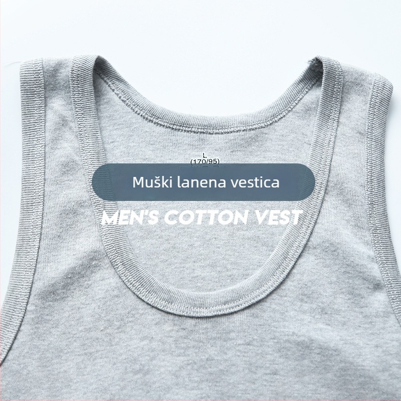 Muški pamučni tank top, 100% pamuk, okrugli izrez, duljina do struka, jednobojne boje