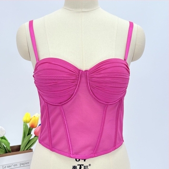 Push-Up mrežni top s odvojivim naramenicama, stražnje četiri reda kopči, 1/2 košarice, tanke oblikovane košarice