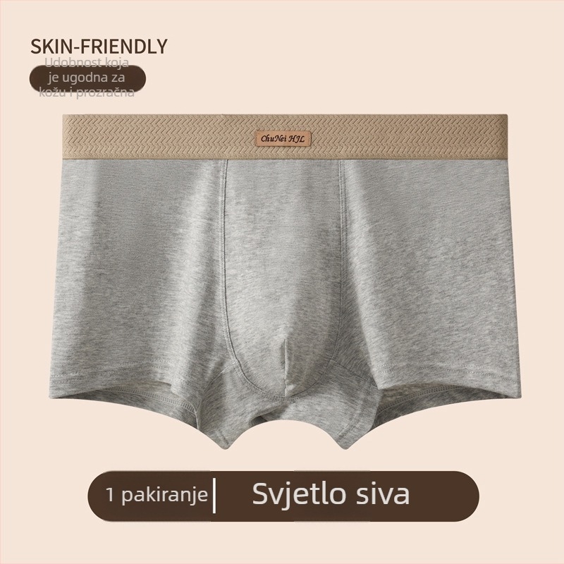 Muške bokserice sa srednjim strukom, pamučne, prozračne, udobne, jednobojne.
