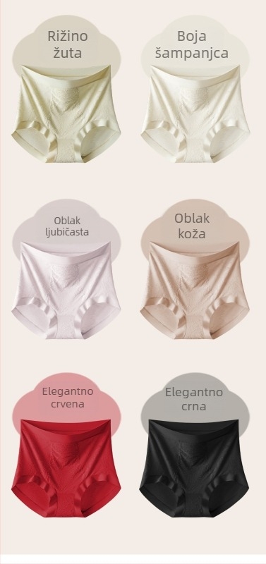 Antibakterijske ženske gaćice od svile dud, visokim strukom, kontrola trbuha, kineskog stila reljefni uzorak, velika veličina