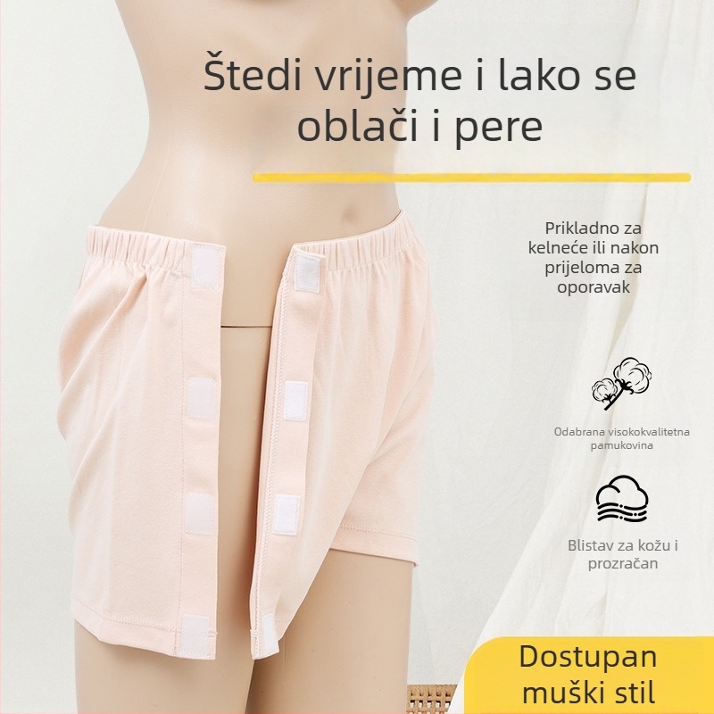 Odrasle šortice za rehabilitaciju, prozračne pletene pamuk, visok pojas, pamukasta podstava u području prepona