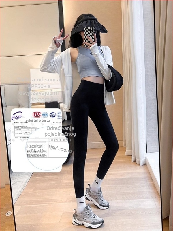 Hlače za jogu za žene s visokim strukom, kontrola trbuha i podizanje bokova, bezšivne, mješavina najlona i spandeksa, tanke, visoka elastičnost