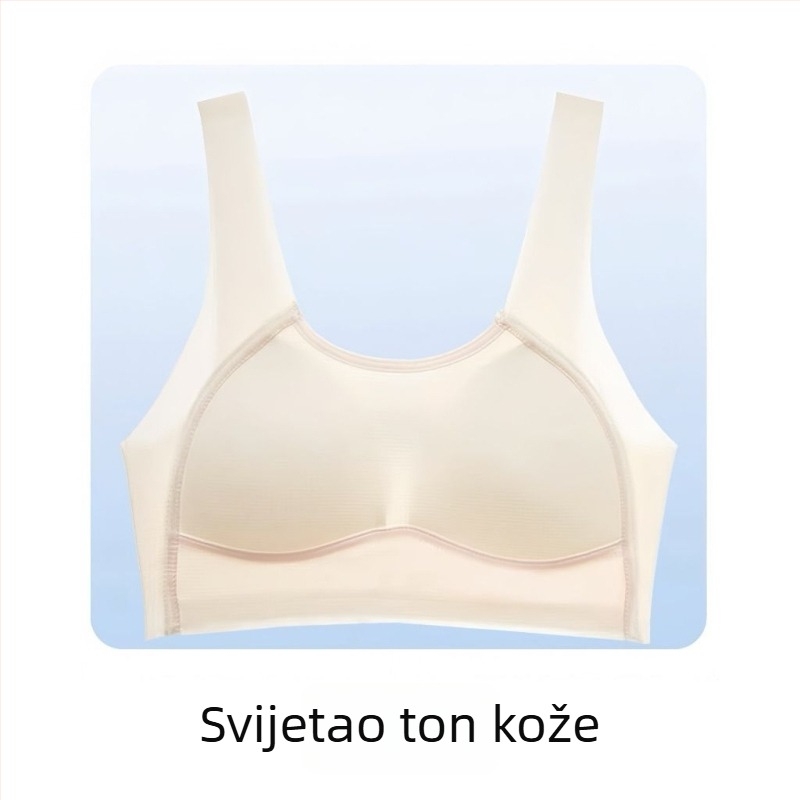 Bešavna najlonska sportska grudnjica, tanke oblikovane košarice, tank-top stil, fiksirane dvostruke naramenice, prozračna