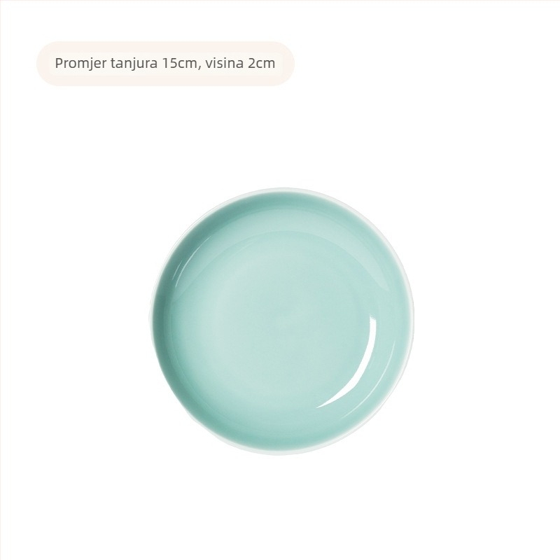 Keramički okrugli tanjur s Celadon glazurom, mikrovalna sigurnost, moderno minimalističko posuđe za hotele i restorane