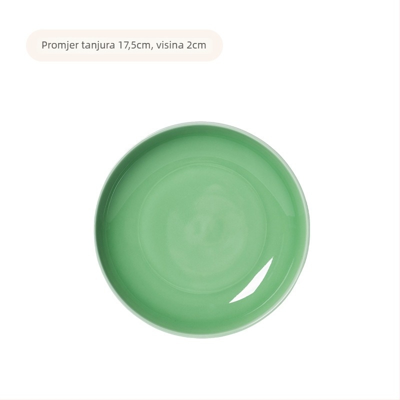 Keramički okrugli tanjur s Celadon glazurom, mikrovalna sigurnost, moderno minimalističko posuđe za hotele i restorane