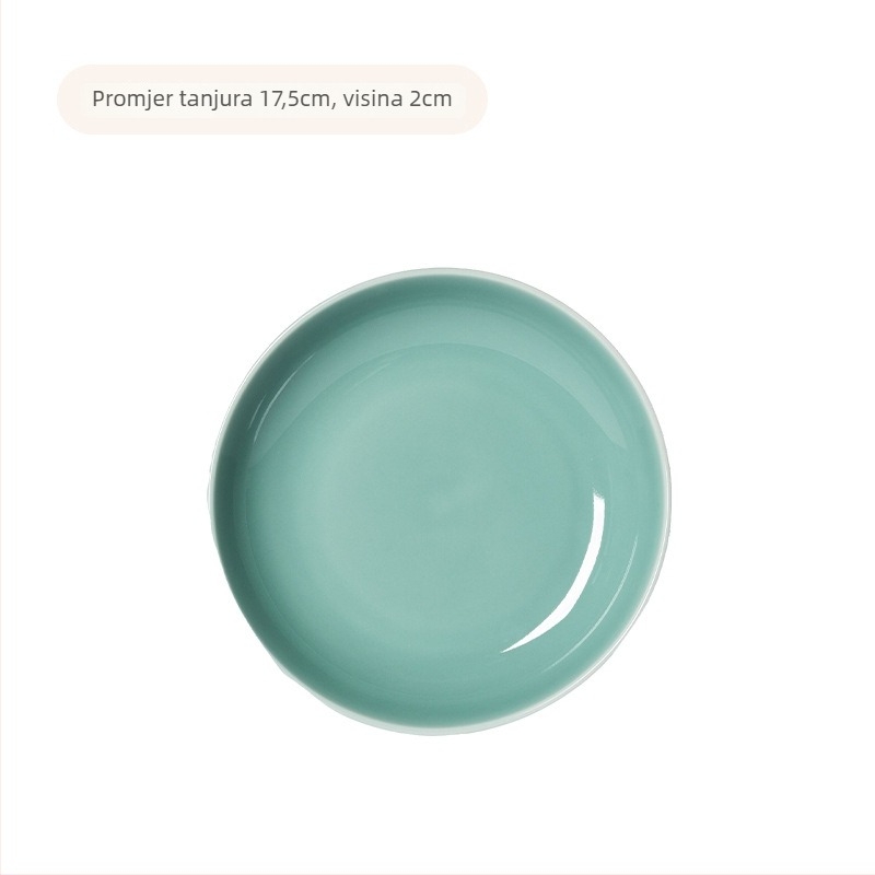 Keramički okrugli tanjur s Celadon glazurom, mikrovalna sigurnost, moderno minimalističko posuđe za hotele i restorane