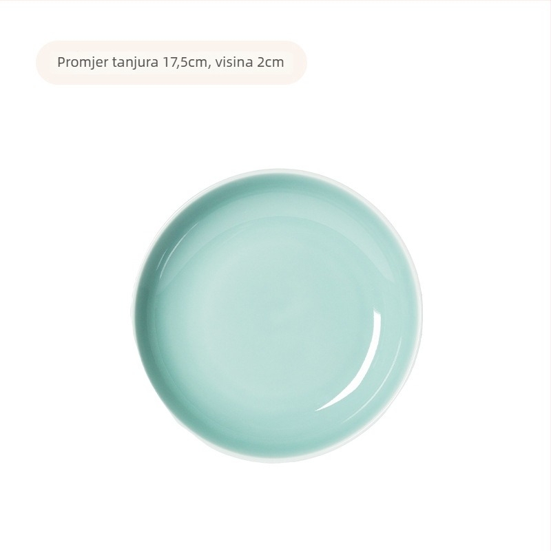Keramički okrugli tanjur s Celadon glazurom, mikrovalna sigurnost, moderno minimalističko posuđe za hotele i restorane