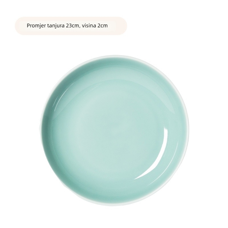 Keramički okrugli tanjur s Celadon glazurom, mikrovalna sigurnost, moderno minimalističko posuđe za hotele i restorane