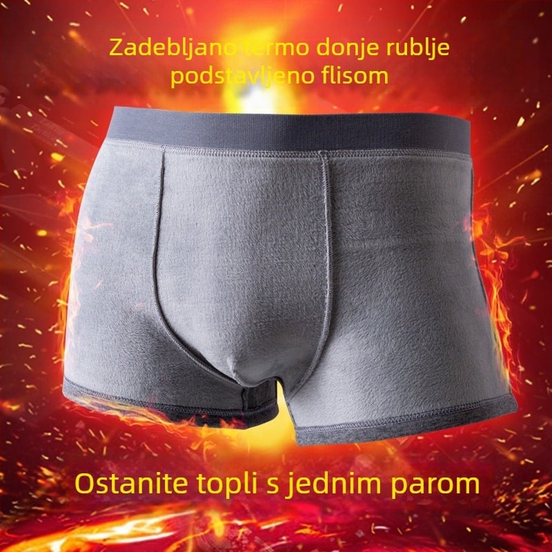 Muške termalne bokserice s fleecem u unutrašnjosti, debeli za jesen i zimu, srednji struk, udobne
