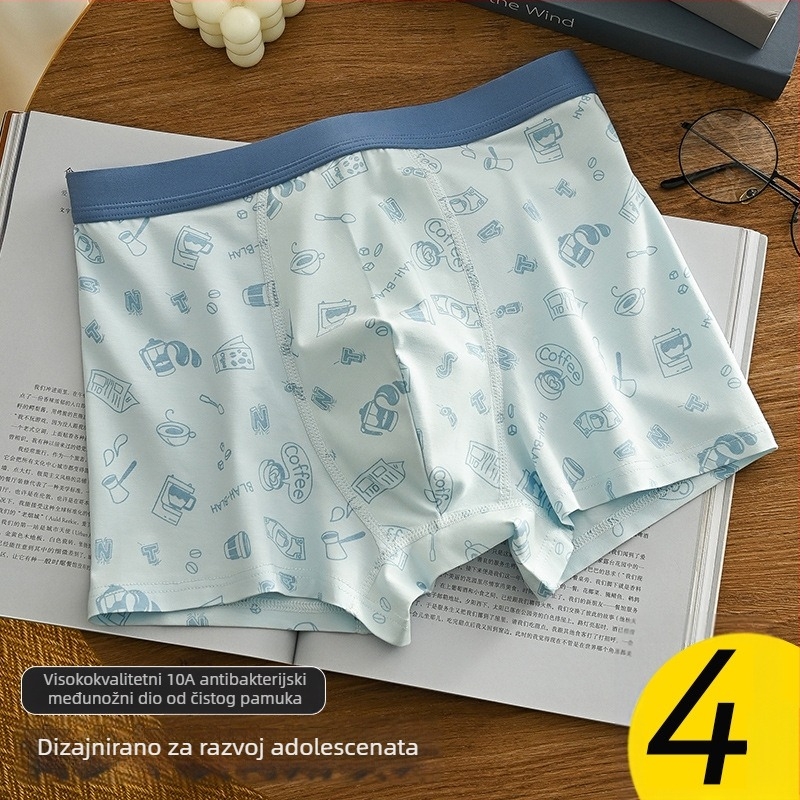 Pamukaste bokserice za tinejdžerske dječake, srednji pojas, jednobojne