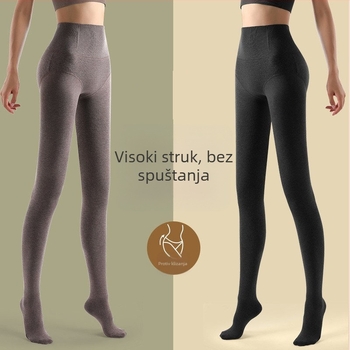 Damske debeli flis tajice s visokim strukom, pamuk, produženi kroj