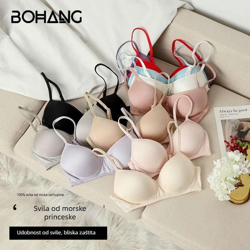 Grudnjak od Mulberry svile, 3/4 košarica, tanke oblikovane košarice, stražnji dvostruki kopči, fiksni dvostruki naramenici, prozračan i udoban
