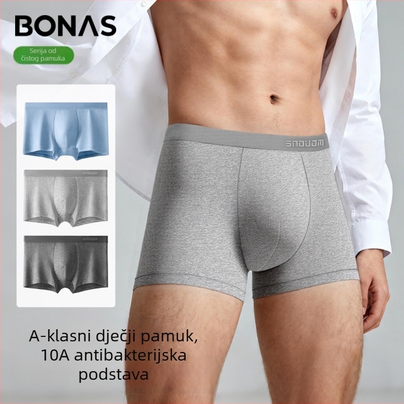 Baonasi muške bokserice od čistog pamuka, antibakterijske, prozračne, upijaju znoj, srednje visoki pojas
