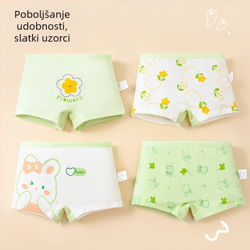 Dječje pamučne gaćice za djevojčice – 91–95% pamuk, sigurnosna razina A, za uzrast 3–8 godina, Proljeće 2025