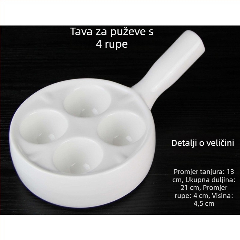 Keramička tava za pečenje za escargot - okrugla, nordijski stil, mikrovalna kompatibilna, mogućnost prilagodbe