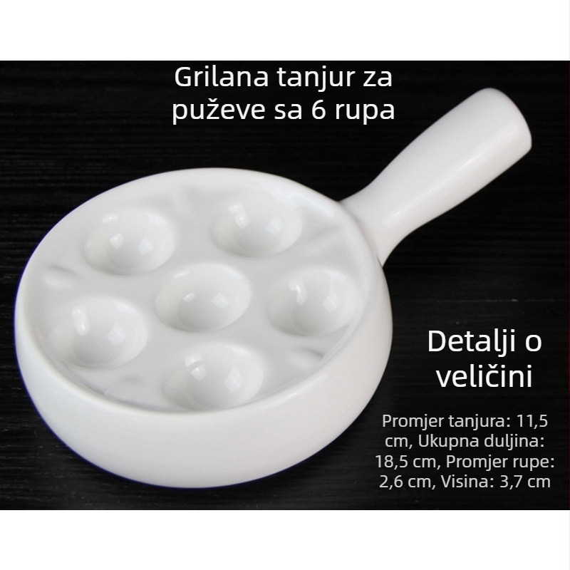 Keramička tava za pečenje za escargot - okrugla, nordijski stil, mikrovalna kompatibilna, mogućnost prilagodbe