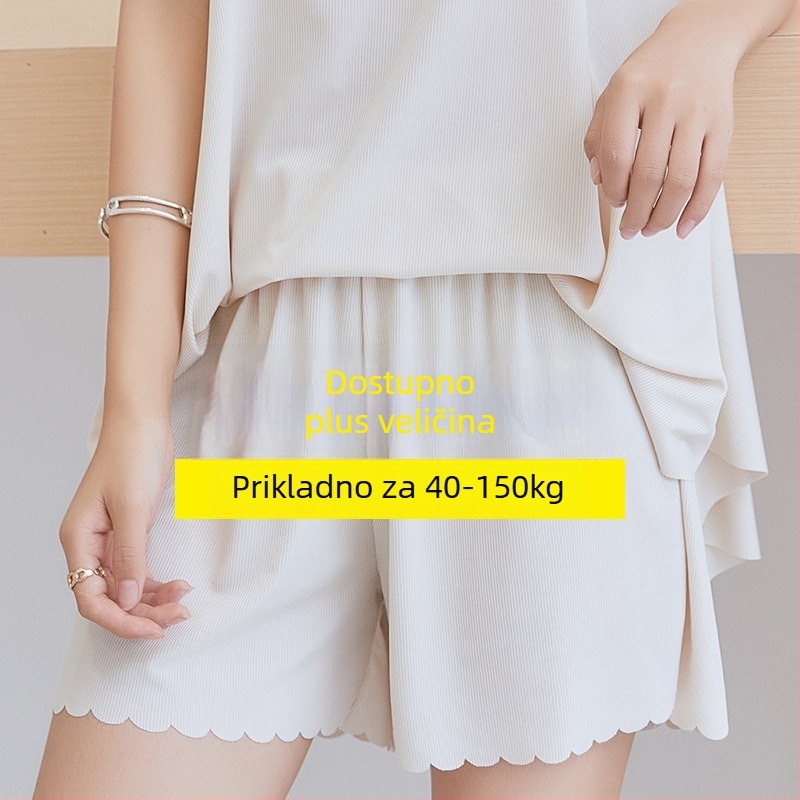 Ženske sigurnosne hlače s visokim strukom, Ice Silk tkanina (poliester 95%), prugasti uzorak, podstava Ice Silk