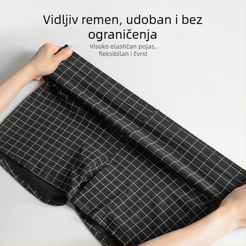 Muške pamučne bokserice, pletene tkanine, srednji struk, uzorak: jednobojni, prugasti ili karirani, 95-100% pamuk