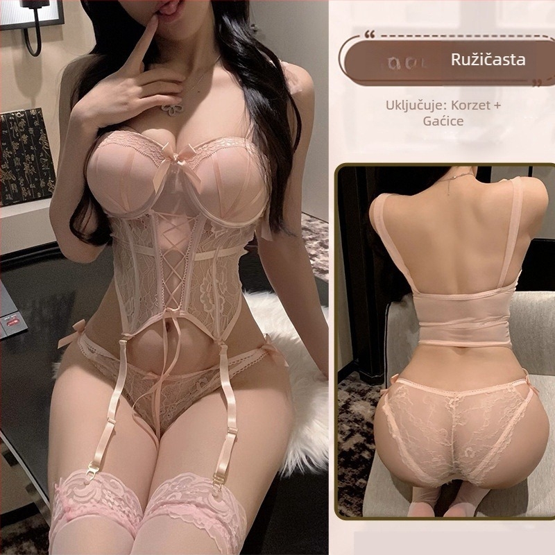 Seksi donje rublje u Francuskom stilu za mali bust, korzet s kostima za podršku i oblikovanje struka, pojas za podršku i žarđer
