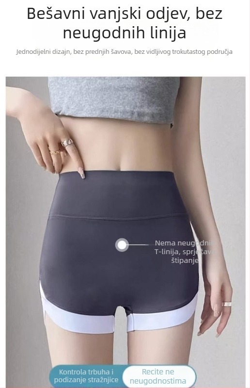 Šortsevi visokog struka u stilu ajkule, duljina 3/4, kontrola trbuha, ljeto, za jogu i fitness, uski kroj, tanak materijal