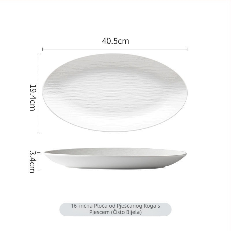 Keramički tanjur za ribu, visokog ranga, namijenjen za parenu ribu, nije ručno izrađen, nije prilagodljiv.