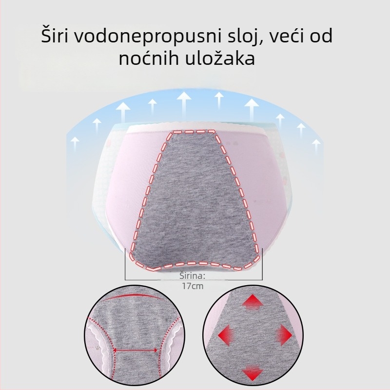 Djevojačke pamukaste gaćice za razdoblje s zaštitom od propuštanja